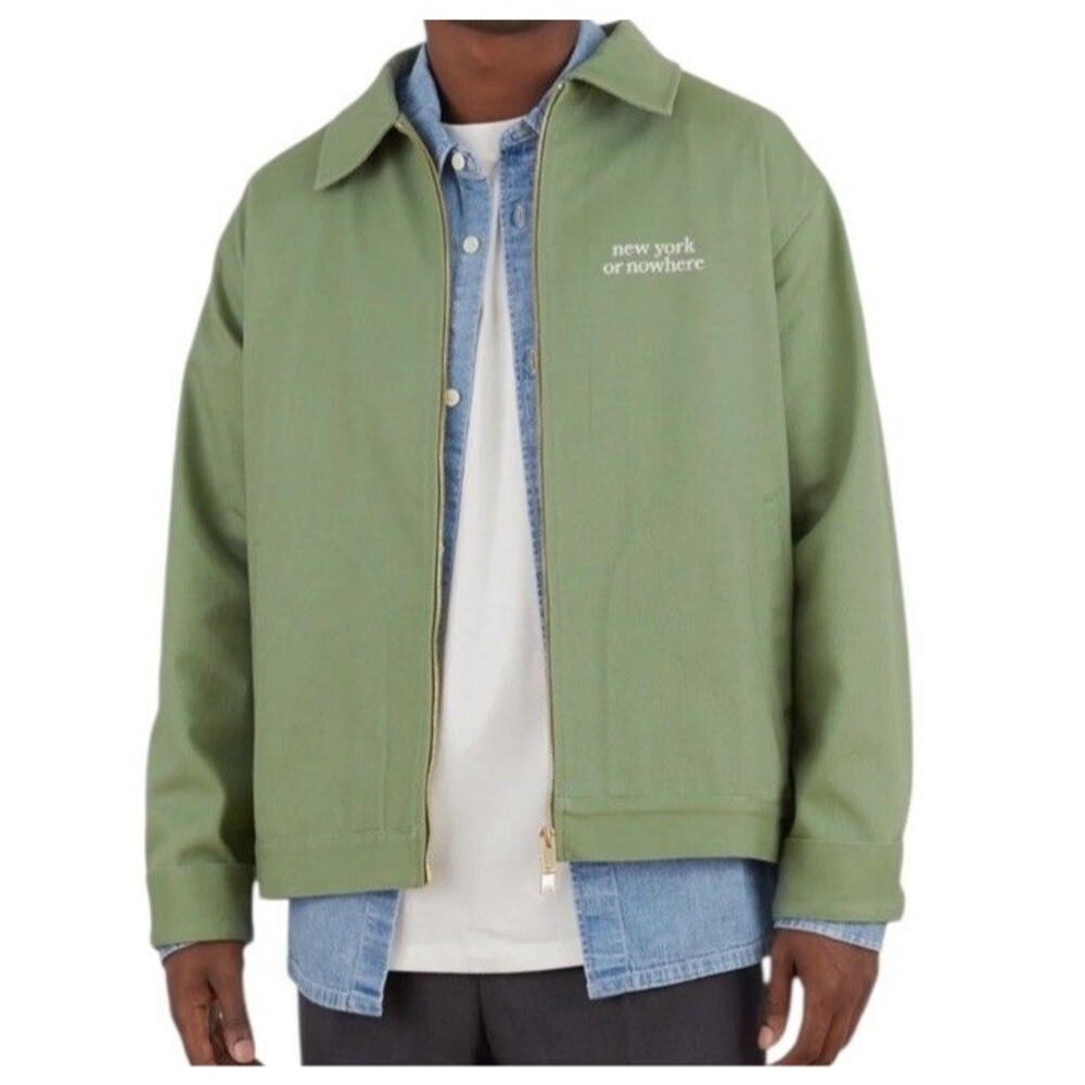New $225 NYON New York or Nowhere Sage Green MEMENTO FULL ZIP JACKET NEW XL NYC